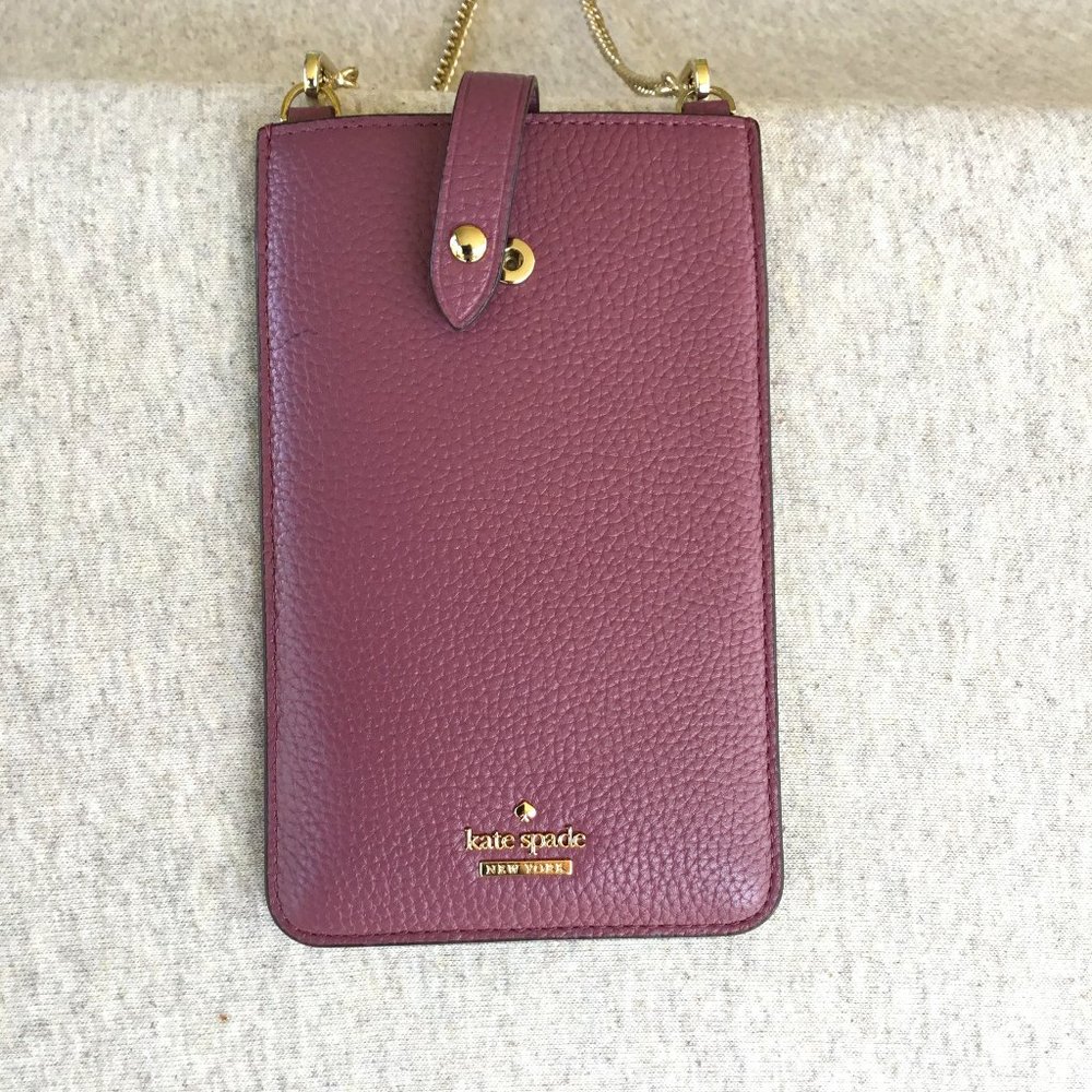 KATE SPADE SPACE CELL PHONE SLEEVEE CROSSBODY PINK LEATHER WALLET iPHONE 12 PRO.